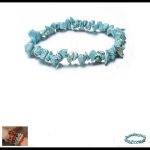 Gemstone 100% turquoise chip stone bracelet